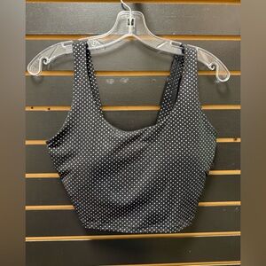 Zyia Black Polka Dot Sports Bra Cutout Back Size L